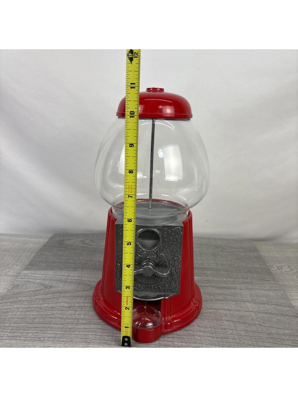 Vintage Red Carousel 1985 Gumball Candy Machine Metal Bank Glass Globe - 10.8" - Picture 13 of 14